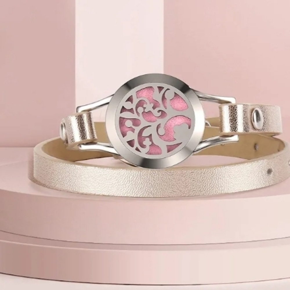 Pink and Champagne Filigree Wrap Bracelet